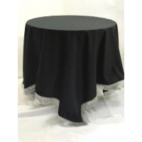 А034 Покрывало для алтаря " Гладь" бахрома серебро 100х100 черный